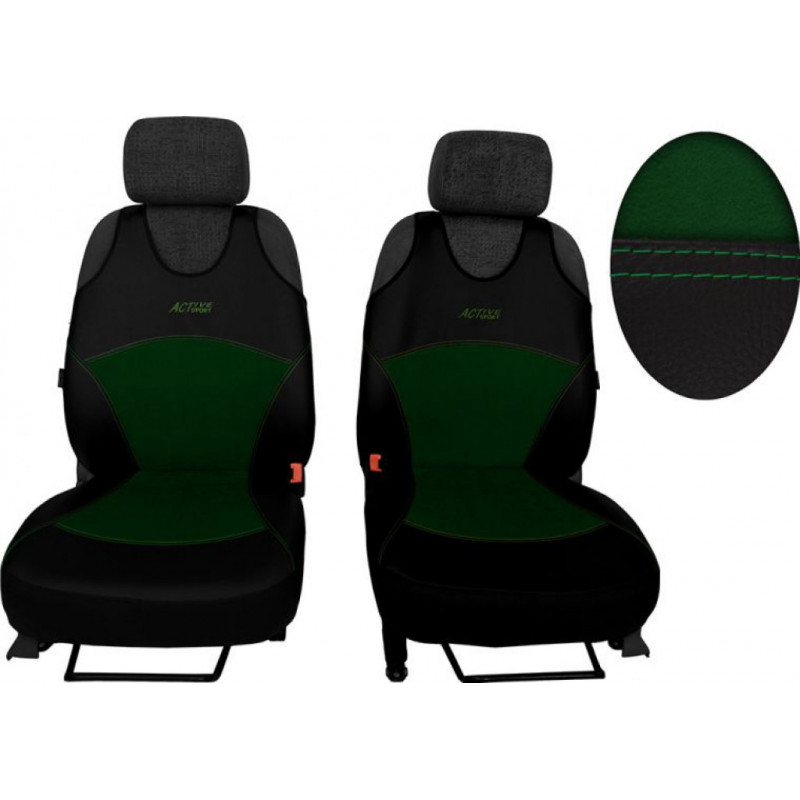 Autopoťahy Predné autotričká Active Alcantara B – Alcantara a eko koža, zelené, 2 ks