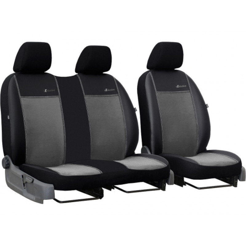 Univerzálne poťahy pre dodávky Exclusive Alcantara 2+1 tmavo sivo-čierne